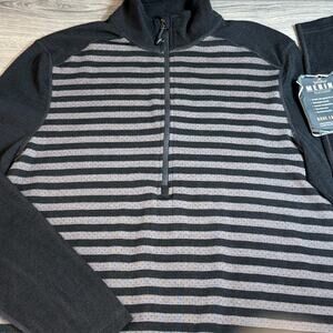 Terramar Merino Woolskins Shirt Size S 1/2 Zip Pullover Base Layer Striped NWT